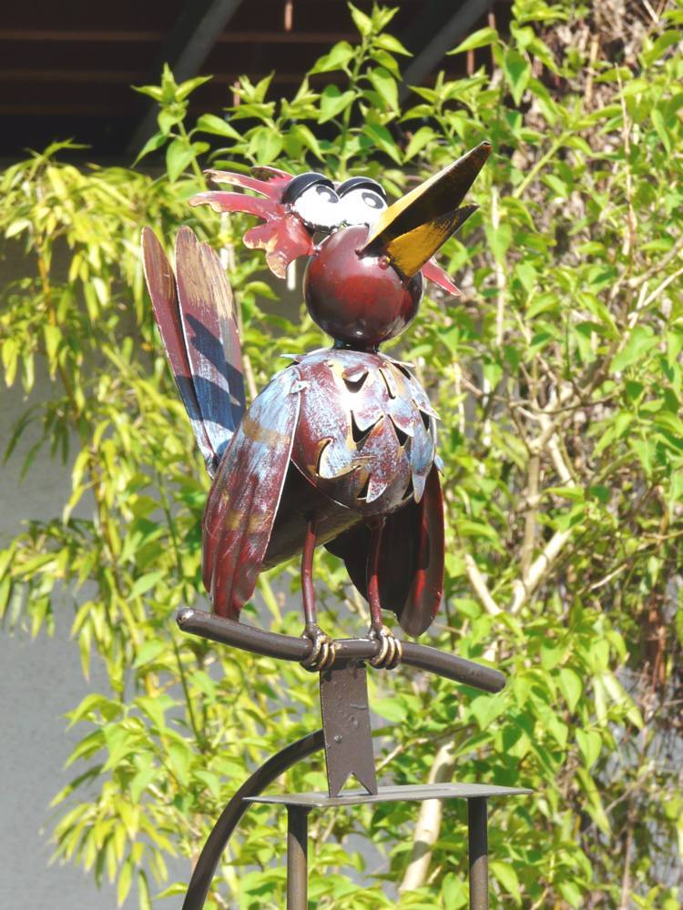 Gartenstecker Wippe Windspiel Vogel Crazy Bird Metall | EBay